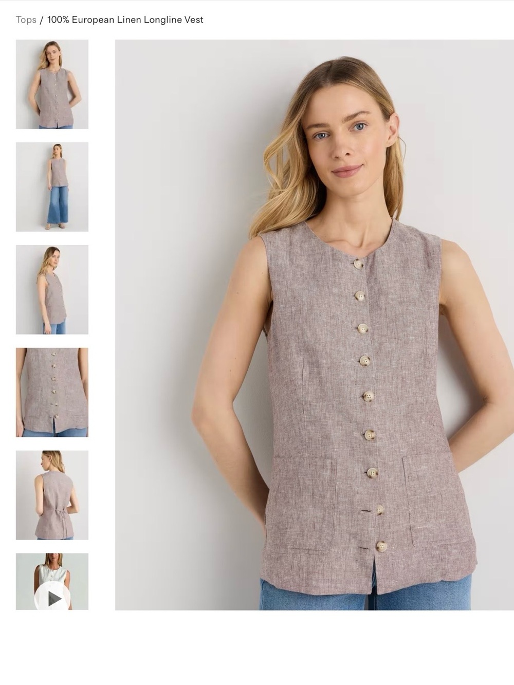 ☀️ New! QUINCE 100% European Linen Longline Vest in Flax - Picture 14 of 16